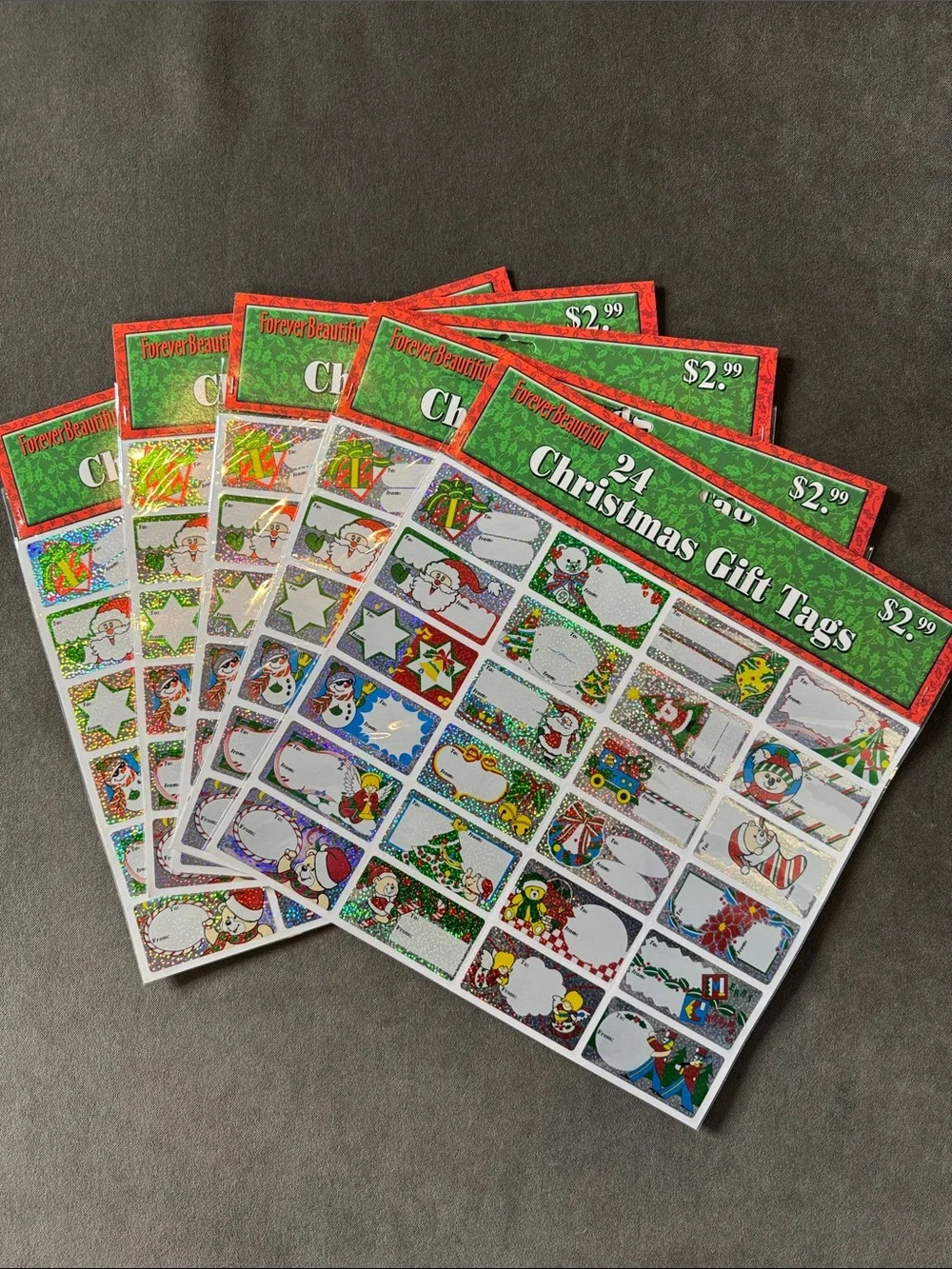 24 Forever Beautiful Holographic Retro Christmas Holiday Gift Tags x5 (120 tags)